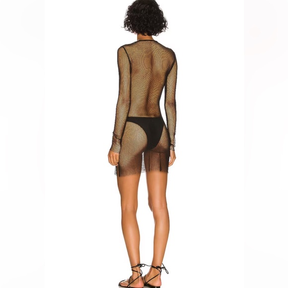 WeWoreWhat Swim/Beach Cover V Neck Lace Up Mini Dress, XS. Never worn - Picture 3 of 3